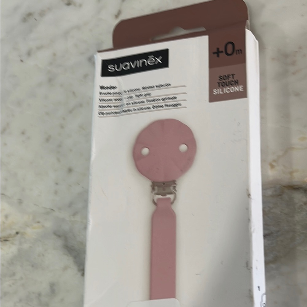 Pink Silicone Pacifier Clip - Picture 2 of 2